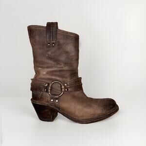 FRYE 77374 Carmen Harness Brown Leather Motorcycle Boot Women’s Size 6.5 B